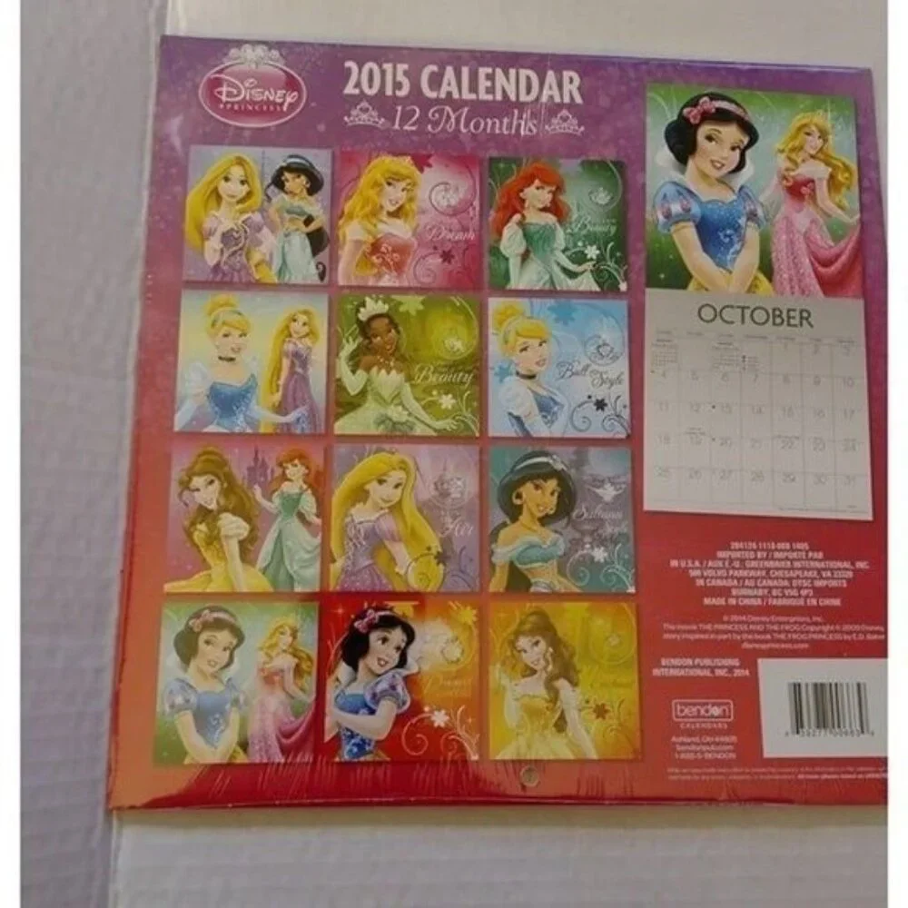 2015 DISNEY PRINCESS 12-MONTH WALL CALENDAR-SEALED-NEW-2015-VINTAGE